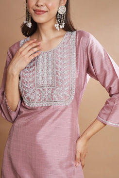 Admyrin Baby Pink Cotton Silk Blend Traditional Function Wear Readymade Salwar Suit with Bottom and Dupatta