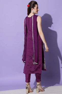 Admyrin Purple Cotton Silk Blend Party Wear Ready to Wear Salwar Suit