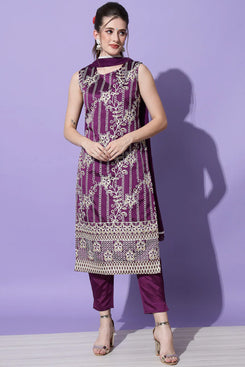 Admyrin Purple Cotton Silk Blend Party Wear Ready to Wear Salwar Suit