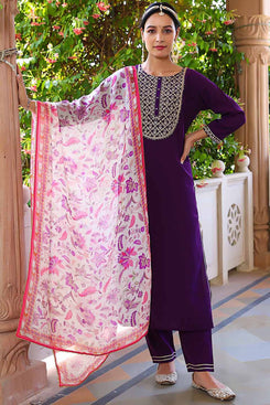 Admyrin Wine Color Heavy Rayon Slub Designer Readymade Salwar Suit