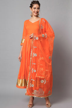 Admyrin Orange Viscose Rayon Ready to Wear Salwar Suit with Bottom and Dupatta
