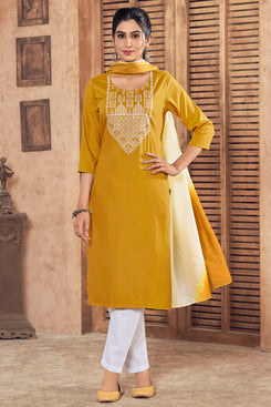 Admyrin Mustard Pure Viscose Traditional Function Wear Readymade Salwar Suit