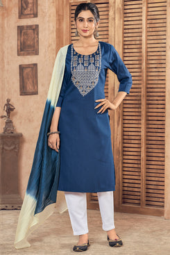 Admyrin Blue Pure Viscose Traditional Function Wear Readymade Salwar Suit