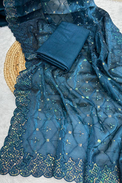 Admyrin Designer Party Wear Soft Jimmy Choo Silk Saree with Blouse Piece