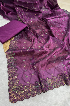 Admyrin Designer Party Wear Soft Jimmy Choo Silk Saree with Blouse Piece