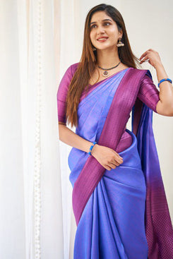 Admyrin Navy Blue Designer Heavy Banarasi Soft Silk Saree with Silk Blouse Piece