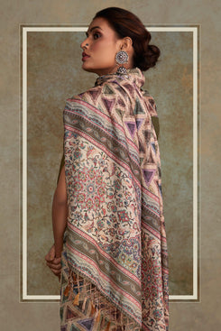 Admyrin Multi Colour Heavy Pure Handloom Printed Designer Party Wear Saree with Blouse Piece