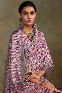 Admyrin Multi Colour Heavy Pure Handloom Printed Designer Party Wear Saree with Blouse Piece