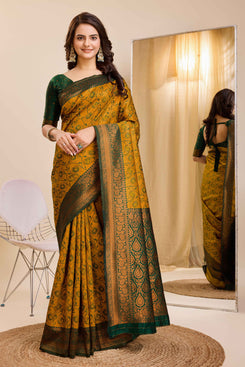 Admyrin Soft Kanjivaram Silk Traditional Function Wear Saree with Blouse Piece