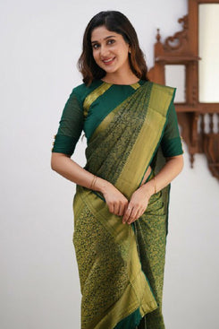 Admyrin Banarasi Soft Silk Woven Traditional Function Wear Saree with Blouse Piece