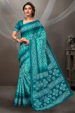 Admyrin Pure Heavy Malai Cotton Traditional Functions Wear Saree with Matching Blouse Piece