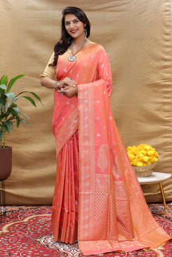 Designer Shimmering Zari Work Banarasi Saree with Blouse Piece