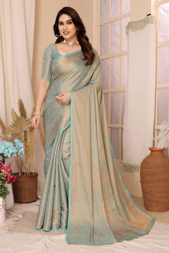 Admyrin Blue Traditional Function Wear Soft Kanjiwaram Silk Saree