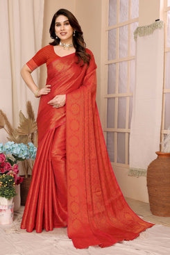 Admyrin Red Traditional Function Wear Soft Kanjiwaram Silk Saree