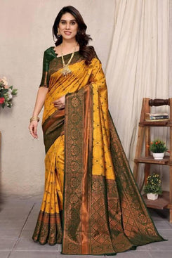 Admyrin Banarasi Soft Silk Traditional Function Wear Saree with Blouse Piece