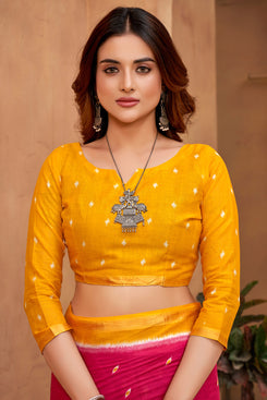 Admyrin Multi Colour Cotton Digitally Printed Functions Wear Saree with Blouse Piece