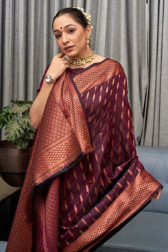 Admyrin Banarasi Soft Silk Woven Festival Wear Saree with Matching Blouse Piece