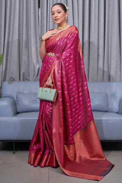 Admyrin Banarasi Soft Silk Woven Festival Wear Saree with Matching Blouse Piece