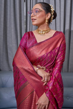 Admyrin Banarasi Soft Silk Woven Festival Wear Saree with Matching Blouse Piece