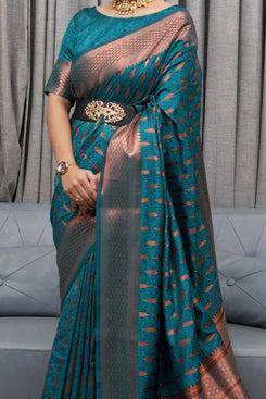 Admyrin Banarasi Soft Silk Woven Festival Wear Saree with Matching Blouse Piece