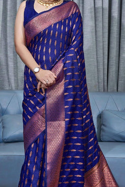 Admyrin Banarasi Soft Silk Woven Festival Wear Saree with Matching Blouse Piece