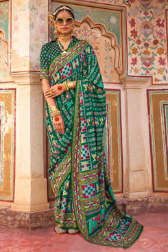 Admyrin Silk Designer Festival & Party Wear Printed Saree with Blouse Piece