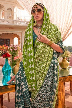 Admyrin Sigma Silk Digitally Printed Traditional Saree with Blouse Piece