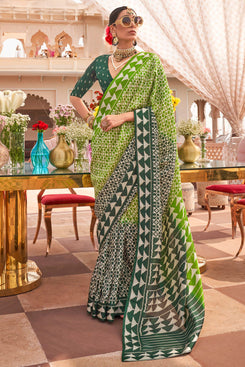 Admyrin Sigma Silk Digitally Printed Traditional Saree with Blouse Piece