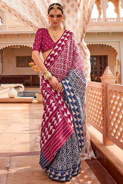 Admyrin Sigma Silk Digitally Printed Traditional Saree with Blouse Piece