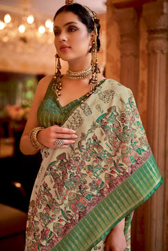 Admyrin Manipuri Silk Digitally Printed Party Wear Saree with Blouse Piece