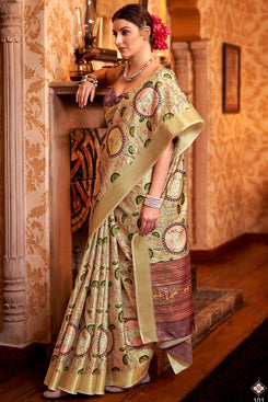 Admyrin Manipuri Silk Heavy Printed Party & Festive Wear Saree with Blouse Piece