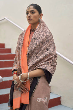 Admyrin Beautiful Mikora Silk Knitted Embroidery Saree with Contrast Blouse Piece