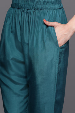 Admyrin Teal Blue Viscose Jacquard Design Ready to Wear Salwar Suit