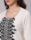 Admyrin White Viscose Rayon Embroidered Readymade Kurta With Pant Set