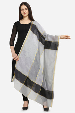 Admyrin Linen Tissue Black & Grey Printed Dupatta