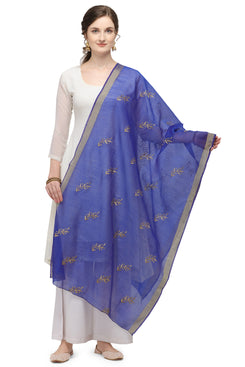 Bhelpuri Purple Linen Tissue Embroidery Fancy Dupatta