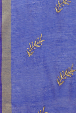 Bhelpuri Purple Linen Tissue Embroidery Fancy Dupatta