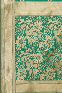 Admyrin Green Banarasi Silk Woven Dupatta