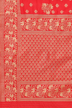 Admyrin Red Banarasi Silk Woven Dupatta