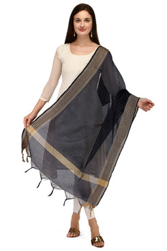 Admyrin Black Cotton Printed Fancy Dupatta