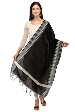 Admyrin Black Cotton Printed Fancy Dupatta