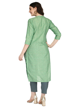 Admyrin Green Bright & Beautiful Bhagalpuri Cotton with Block Printing Party Wear / Festive Wear Kurti