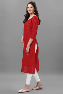 Admyrin Chanderi Cotton Hand Embroidered & Mirror Work Ready to Wear  Party Wear Kurtis