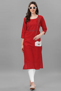 Admyrin Chanderi Cotton Hand Embroidered & Mirror Work Ready to Wear  Party Wear Kurtis
