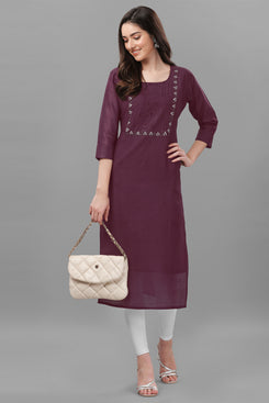 Admyrin Chanderi Cotton Hand Embroidered & Mirror Work Ready to Wear / Party Wear Kurtis