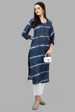 Admyrin Tie-&-Dye Chanderi Cotton Hand Embroidered & Mirror Work Ready to Wear / Party Wear Kurtis