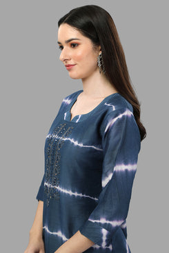 Admyrin Tie-&-Dye Chanderi Cotton Hand Embroidered & Mirror Work Ready to Wear / Party Wear Kurtis
