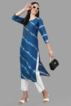 Admyrin Tie-&-Dye Chanderi Cotton Hand Embroidered & Mirror Work Ready to Wear / Party Wear Kurtis