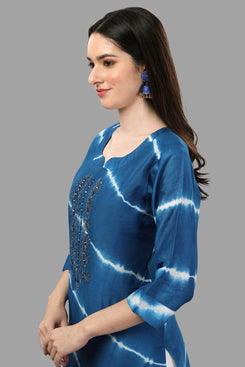 Admyrin Tie-&-Dye Chanderi Cotton Hand Embroidered & Mirror Work Ready to Wear / Party Wear Kurtis