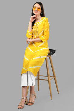 Admyrin Tie-&-Dye Chanderi Cotton Hand Embroidered & Mirror Work Ready to Wear / Party Wear Kurtis